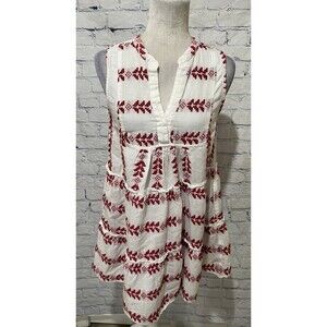 Elan Chania Red Aztec Print short mini Sleeveless cotton Dress Medium